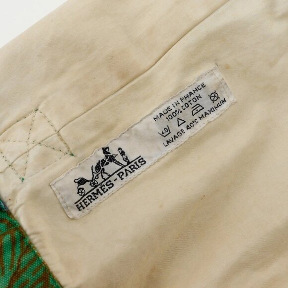 HERMES One Belt Shoulder Bag Botanical Pattern Bird Pattern vintage Green - Picture 7 of 15
